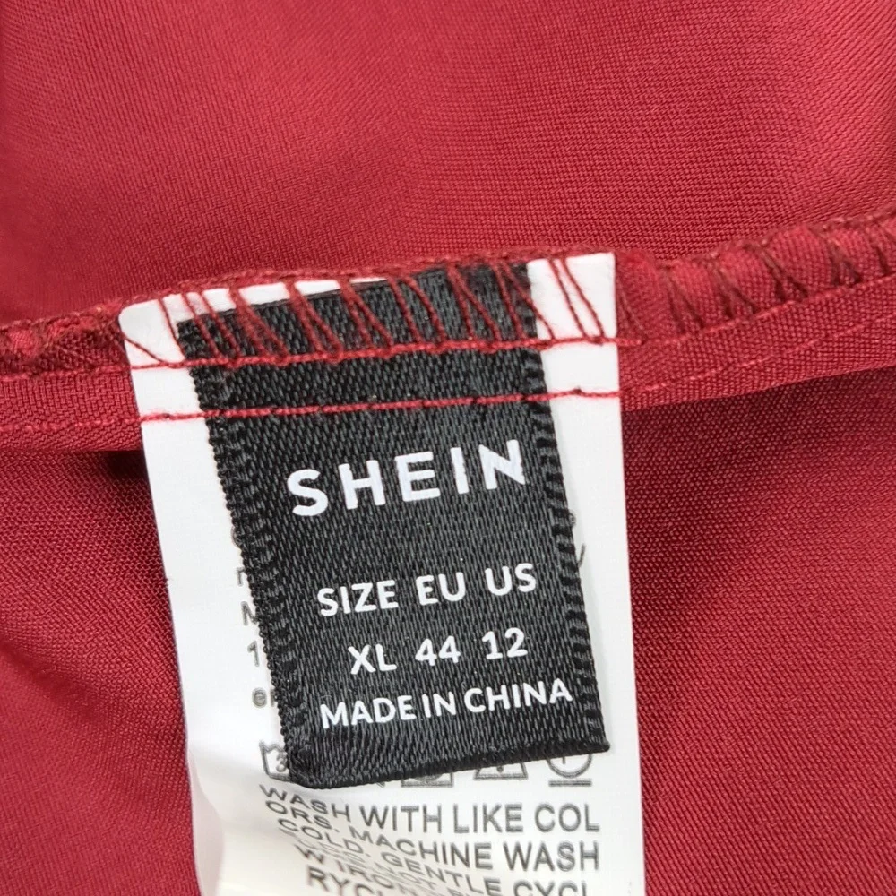 SHEIN Gold Dots Burgundy Red Tunic Size XL US 12 - Picture 13 of 15